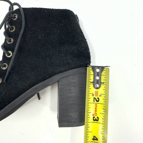 Jeffrey Campbell Cors Lace Up Suede Booties Womens Size 7 Black Block Heels Boho - Picture 8 of 11